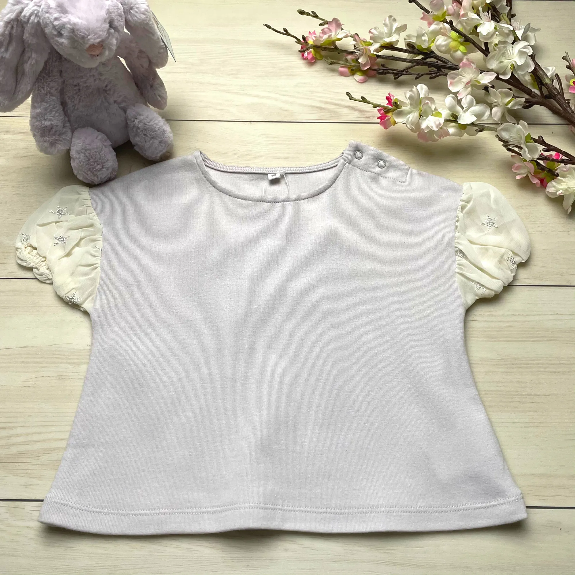 10mois (Dimowa) Star Chiffon Puff T-shirt Gray