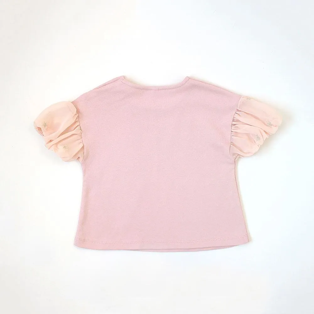 10mois (Dimowa) Star Chiffon Puff T-shirt Pink