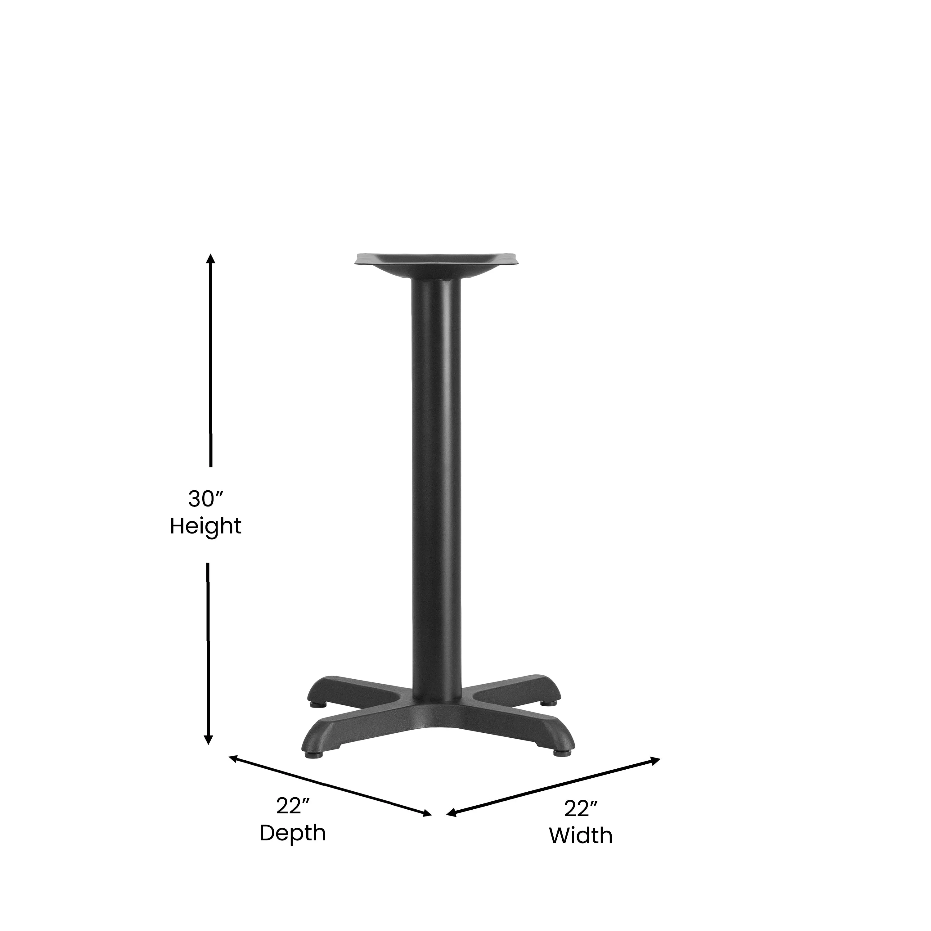 Beverly 22'' x 22'' Restaurant Table X-Base with 3'' Dia. Table Height Column