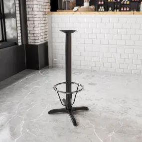 Beverly 23.5'' x 29.5'' Restaurant Table X-Base with 3'' Dia. Bar Height Column and Foot Ring