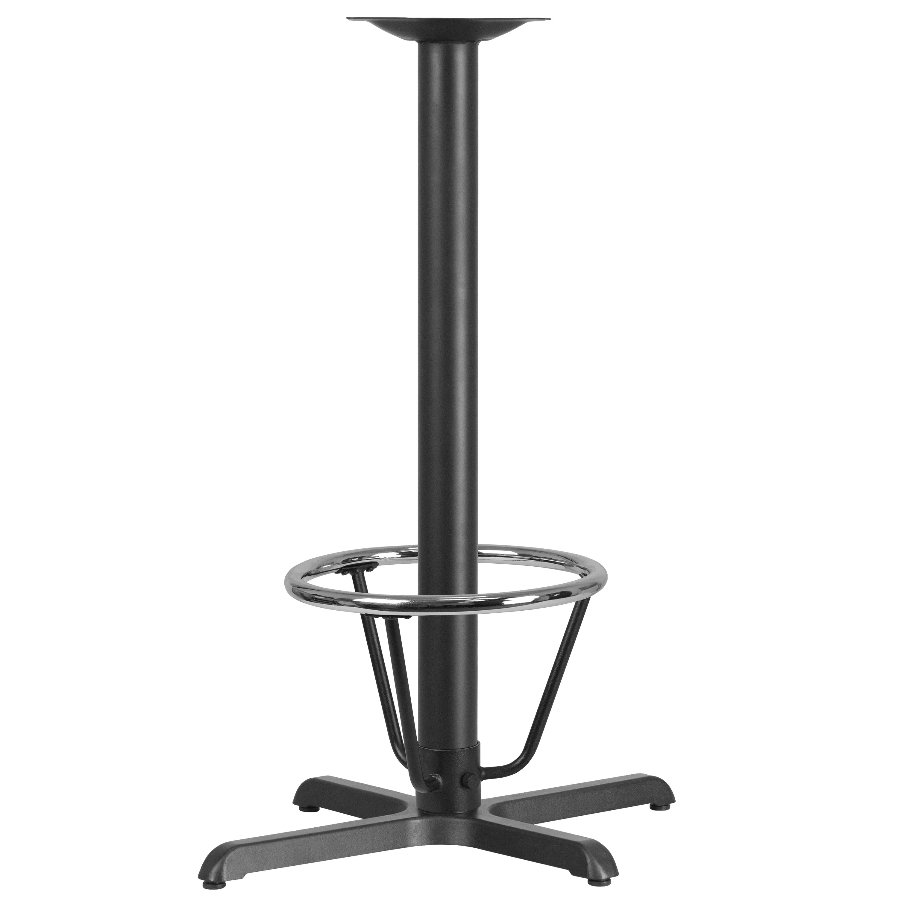 Beverly 23.5'' x 29.5'' Restaurant Table X-Base with 3'' Dia. Bar Height Column and Foot Ring