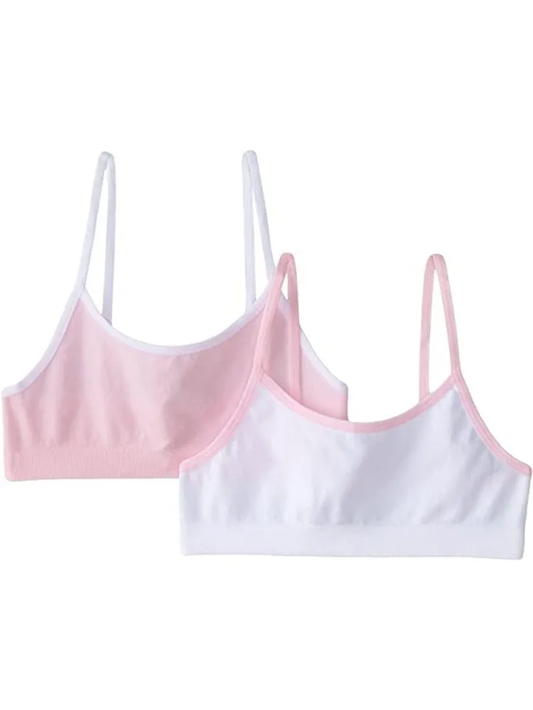 Big Girls White Pink Beginner Training Seamless Bra Set M-XL