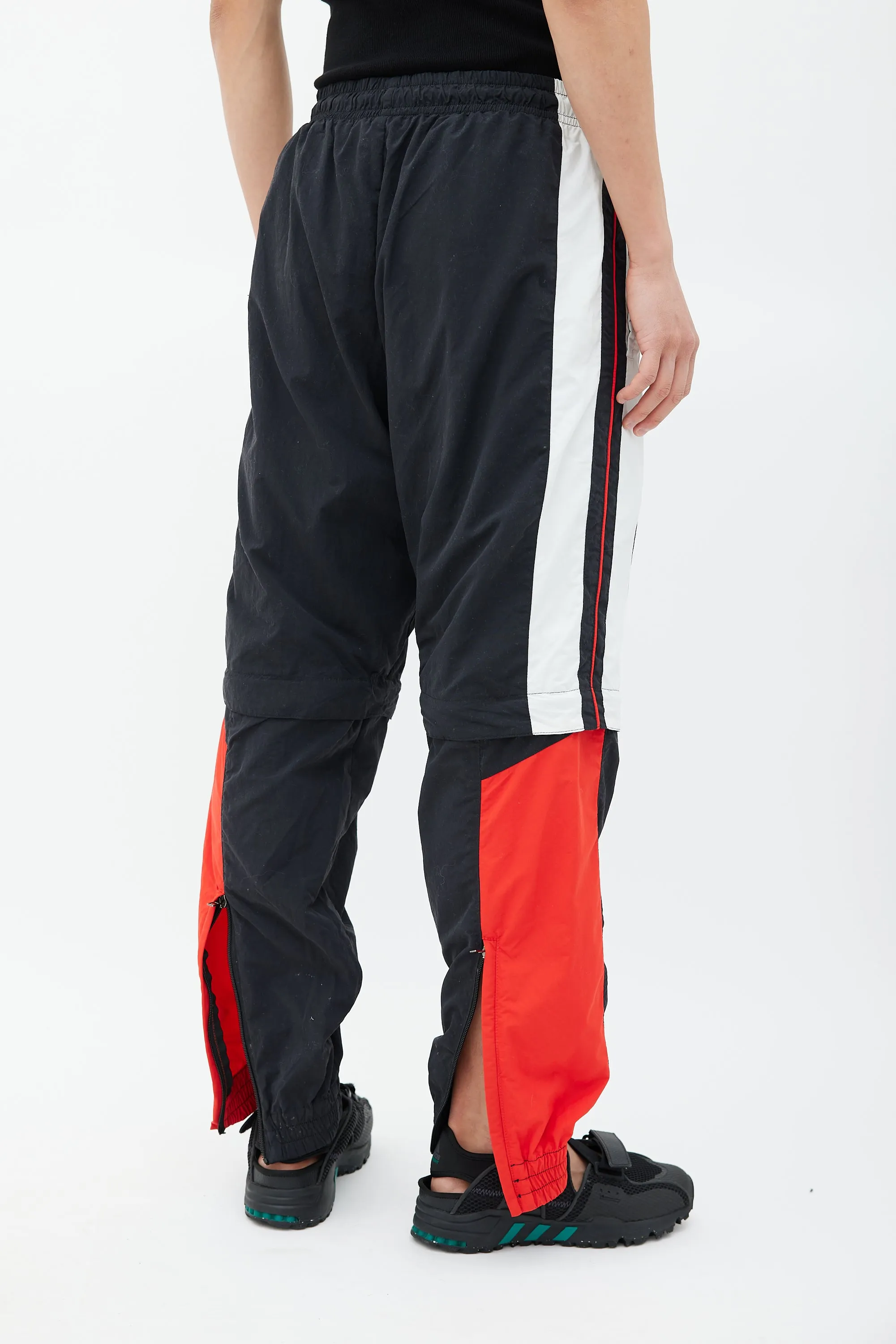 Black & Multicolour Striped Convertible Track Pant