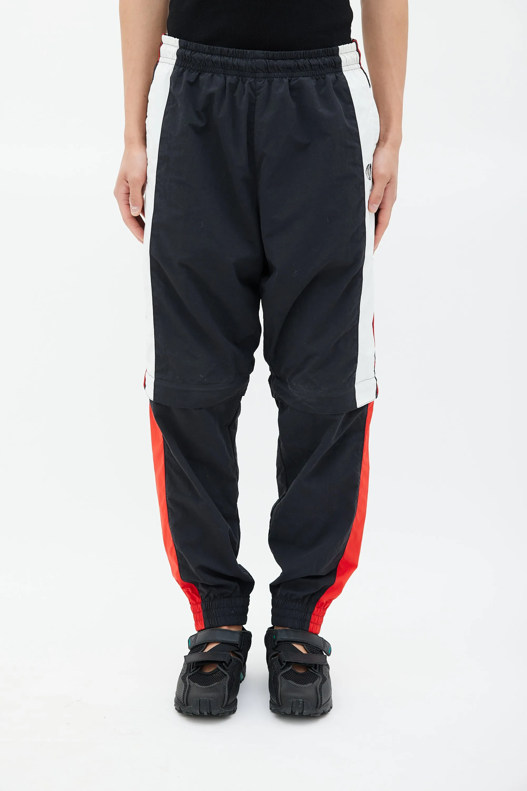 Black & Multicolour Striped Convertible Track Pant