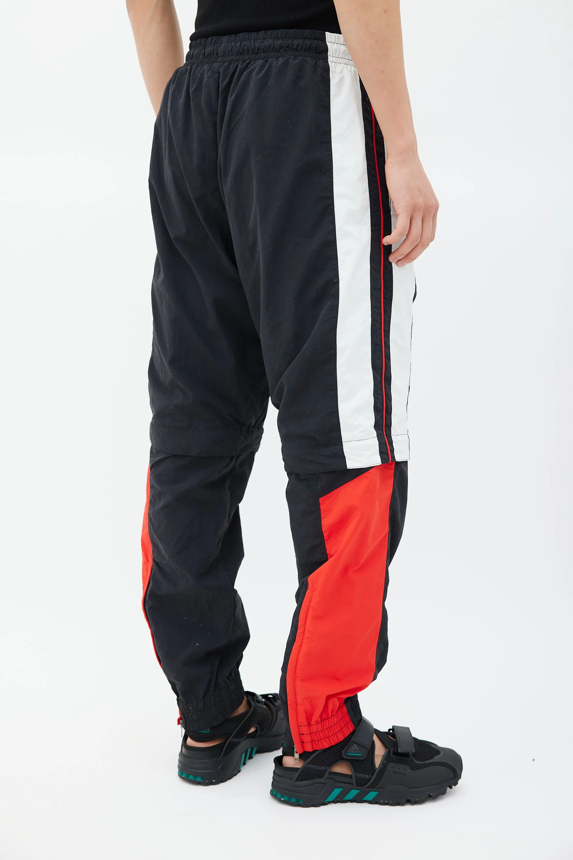 Black & Multicolour Striped Convertible Track Pant