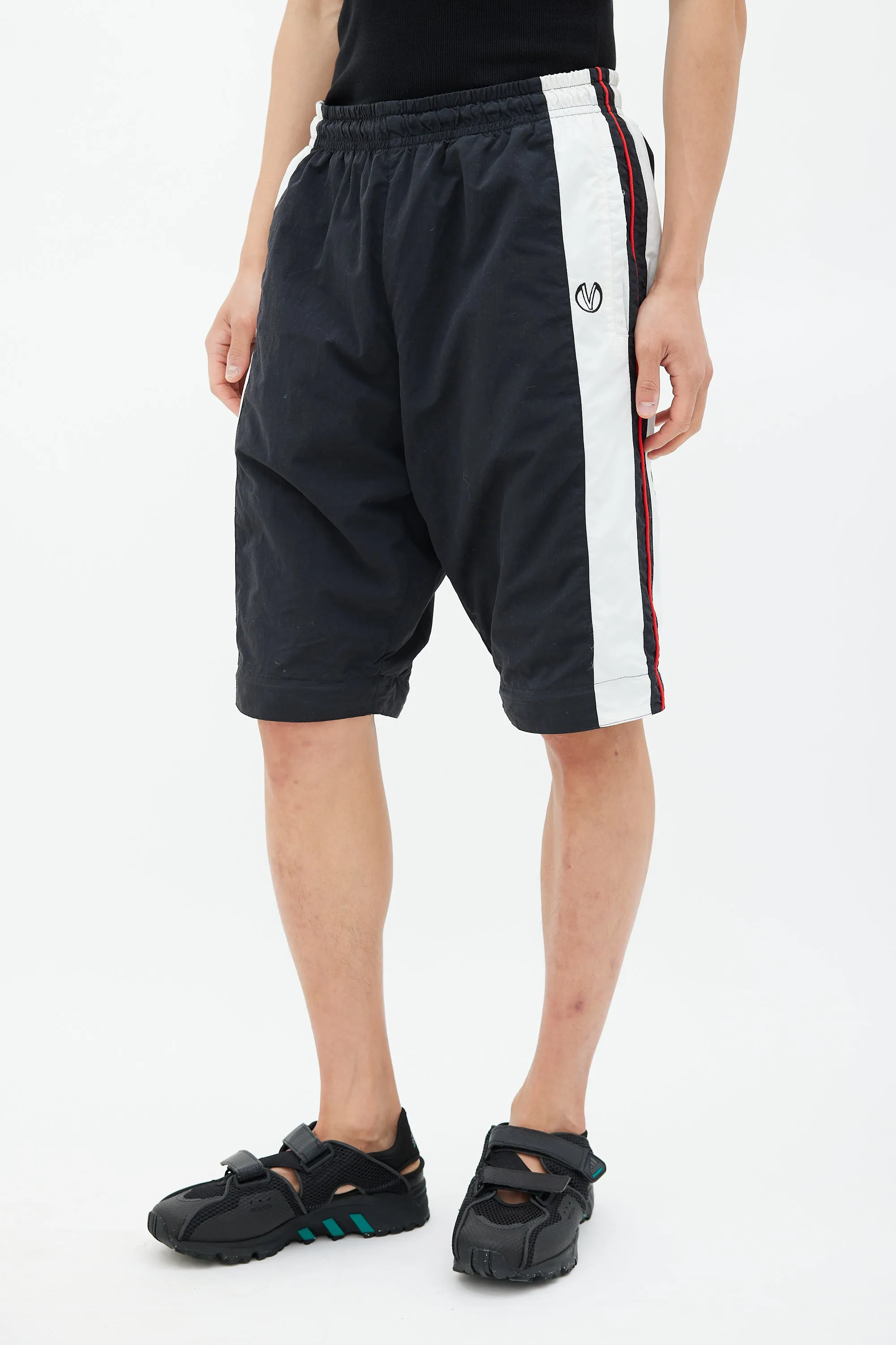 Black & Multicolour Striped Convertible Track Pant