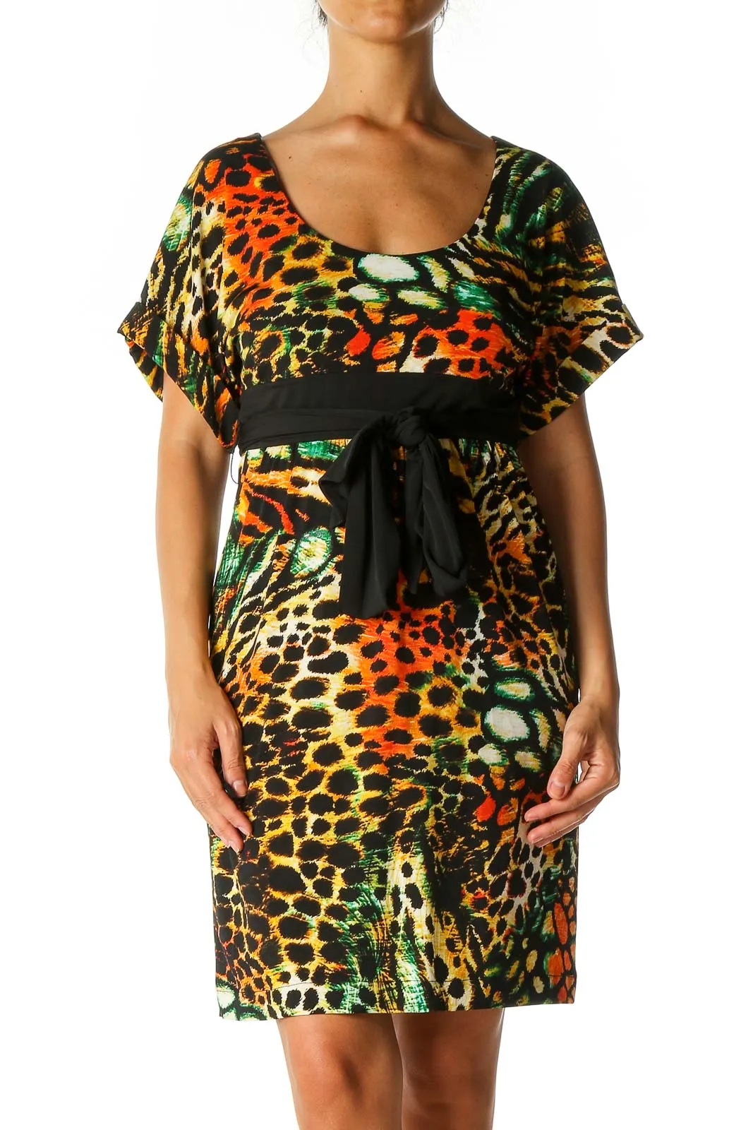 Black Animal Print Retro A-Line Dress