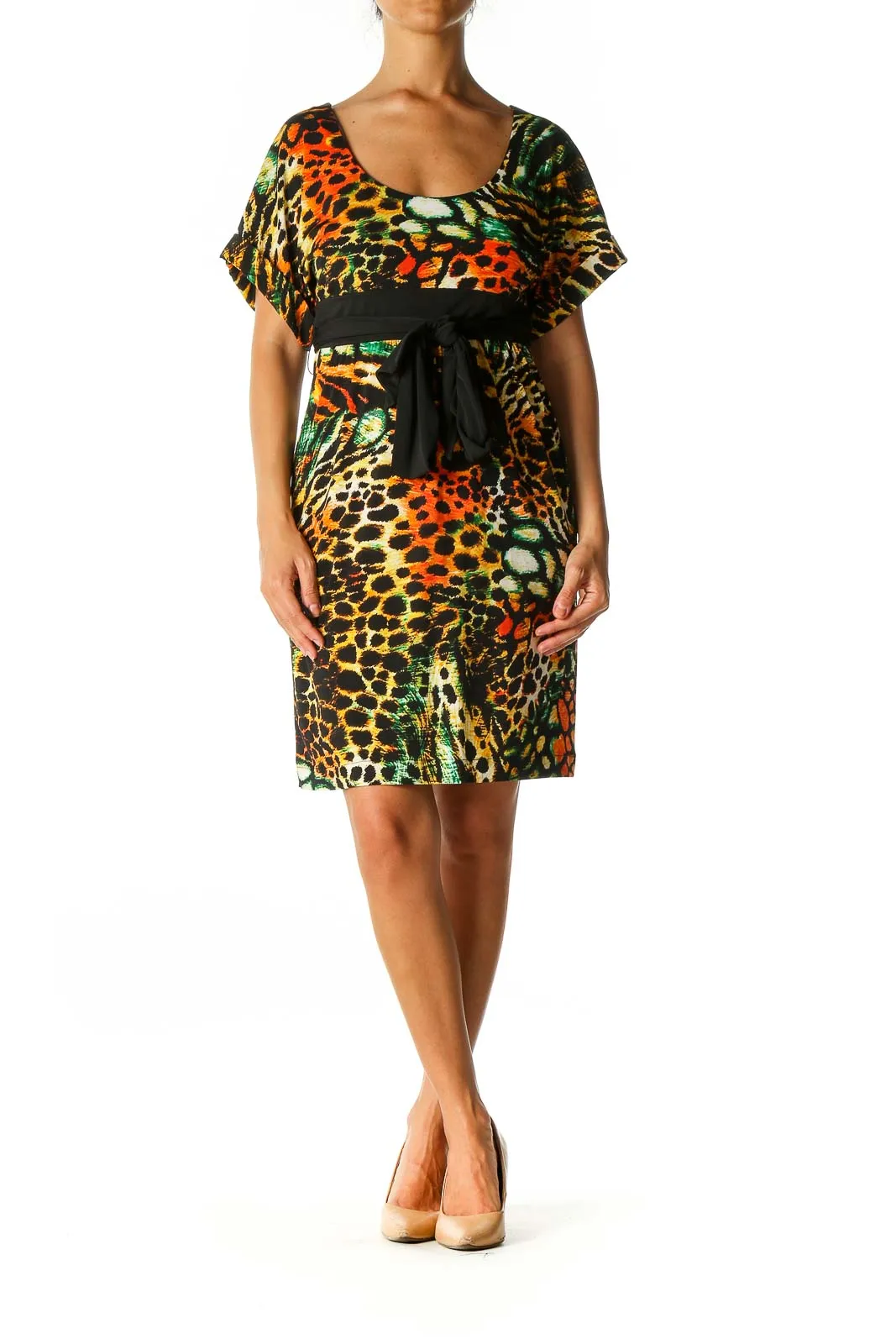 Black Animal Print Retro A-Line Dress