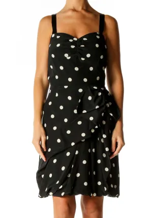 Black Polka Dot Retro A-Line Dress