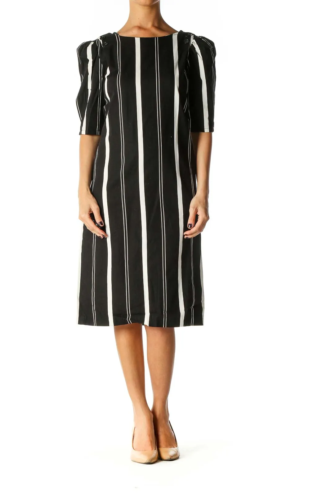 Black Striped Retro Shift Dress