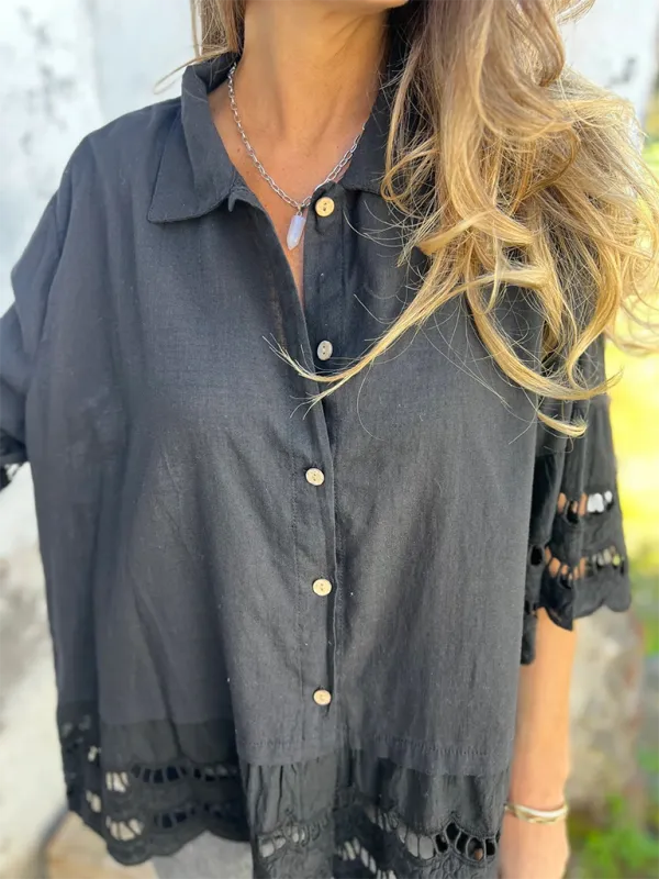 Boho Lace Flared Sleeves Blouse Flowy Shirt