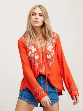 Boho Vintage Embroidery V-Neck Sexy Top Blouse