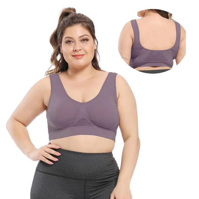 Breathable Women's Seamless Push Up Mesh Bras Plus Size