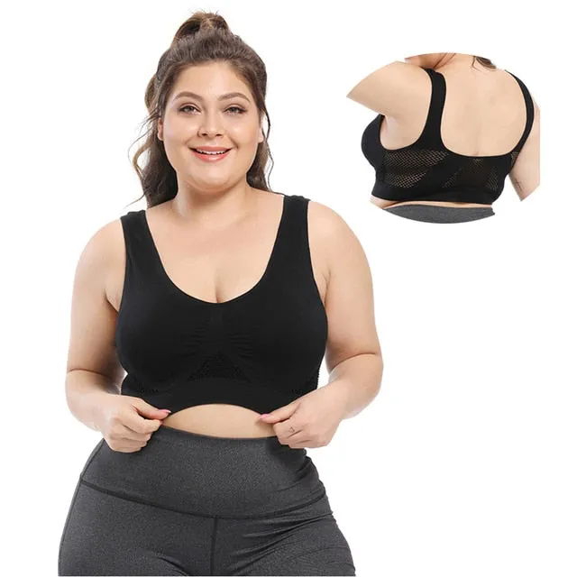 Breathable Women's Seamless Push Up Mesh Bras Plus Size