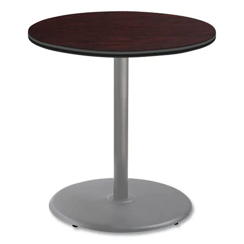 Cafe Table, 36" Diameter X 36h, Round Top/base, Mahogany Top, Gray Base