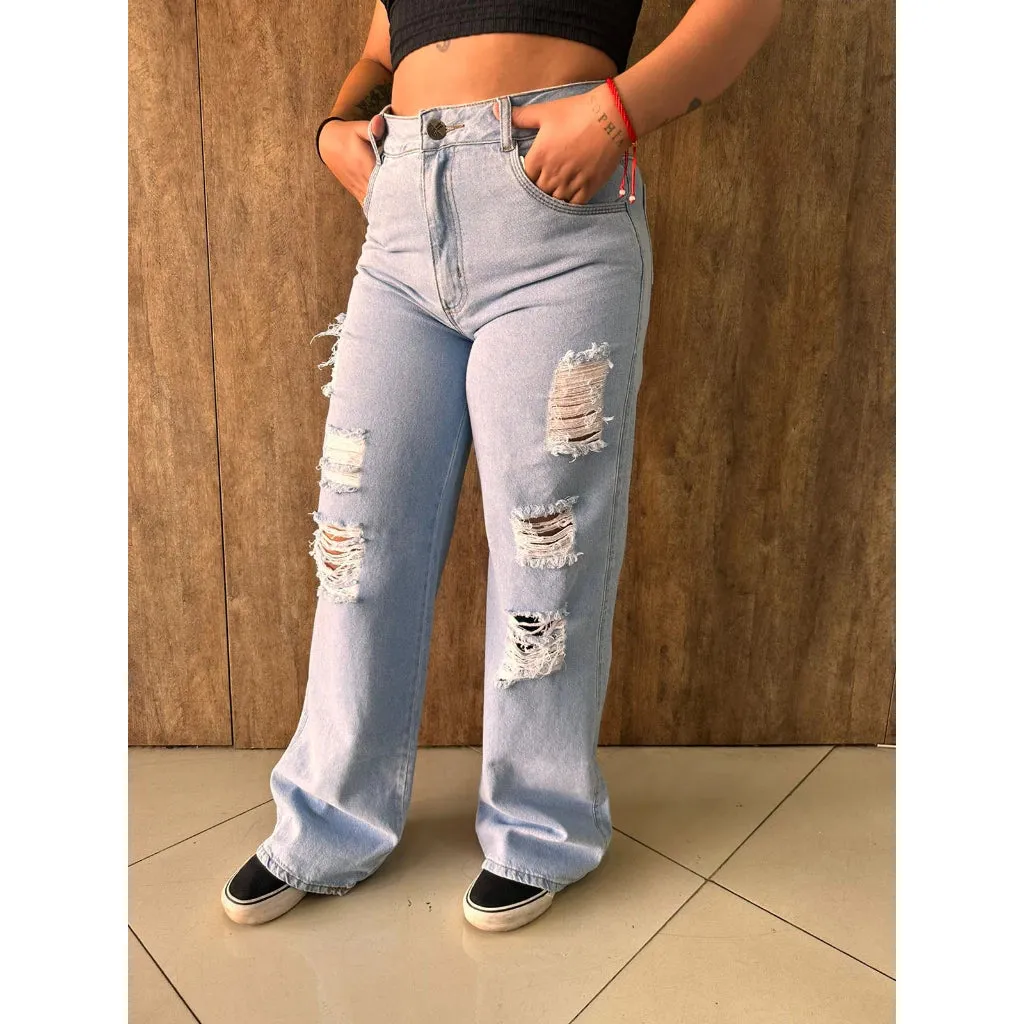 Calça Jeans Cargo Feminina Wide Leg Pantalona Blogueirinha