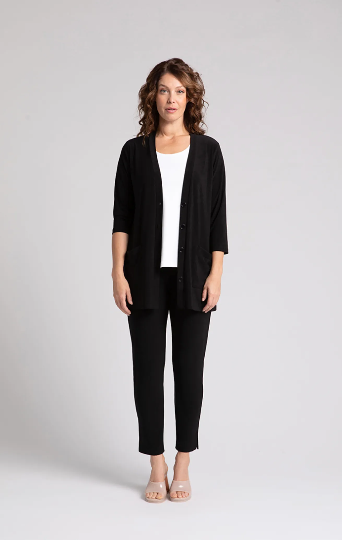 Classic Button Cardigan, Black