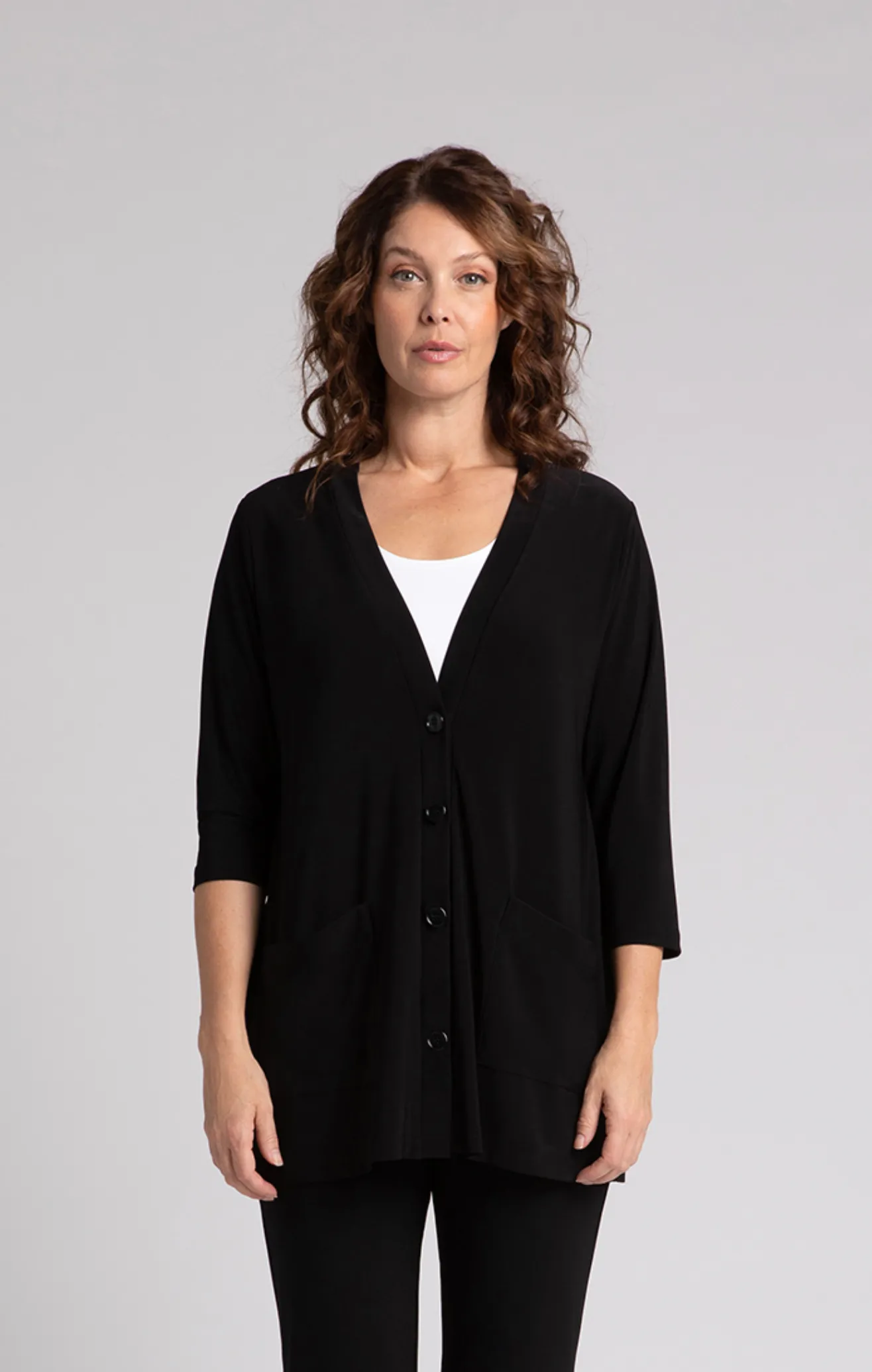 Classic Button Cardigan, Black