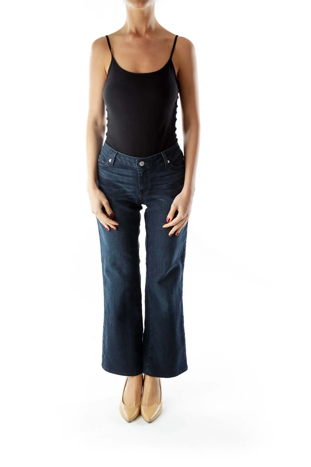 Dark Washed Wide-Leg Denim