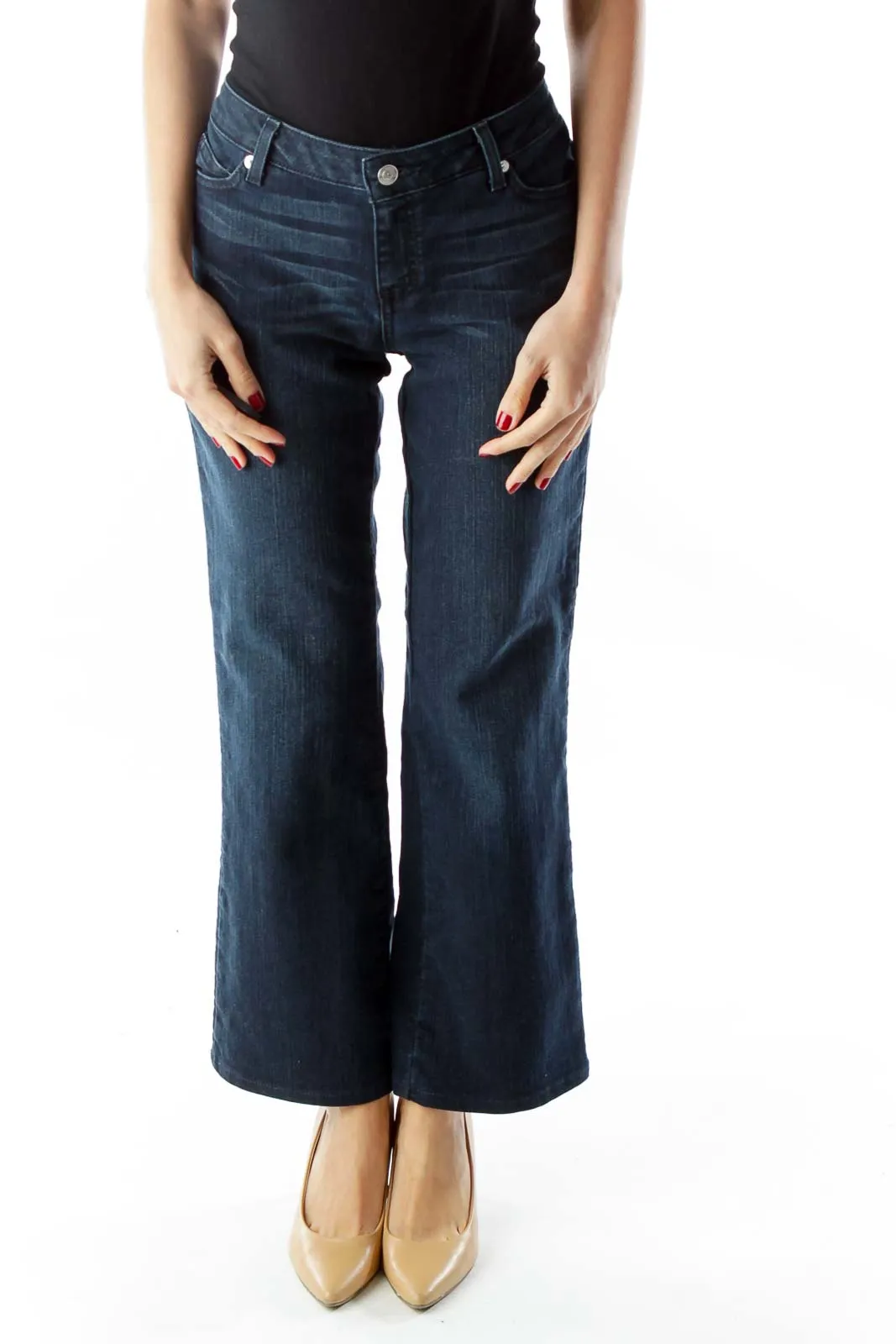 Dark Washed Wide-Leg Denim