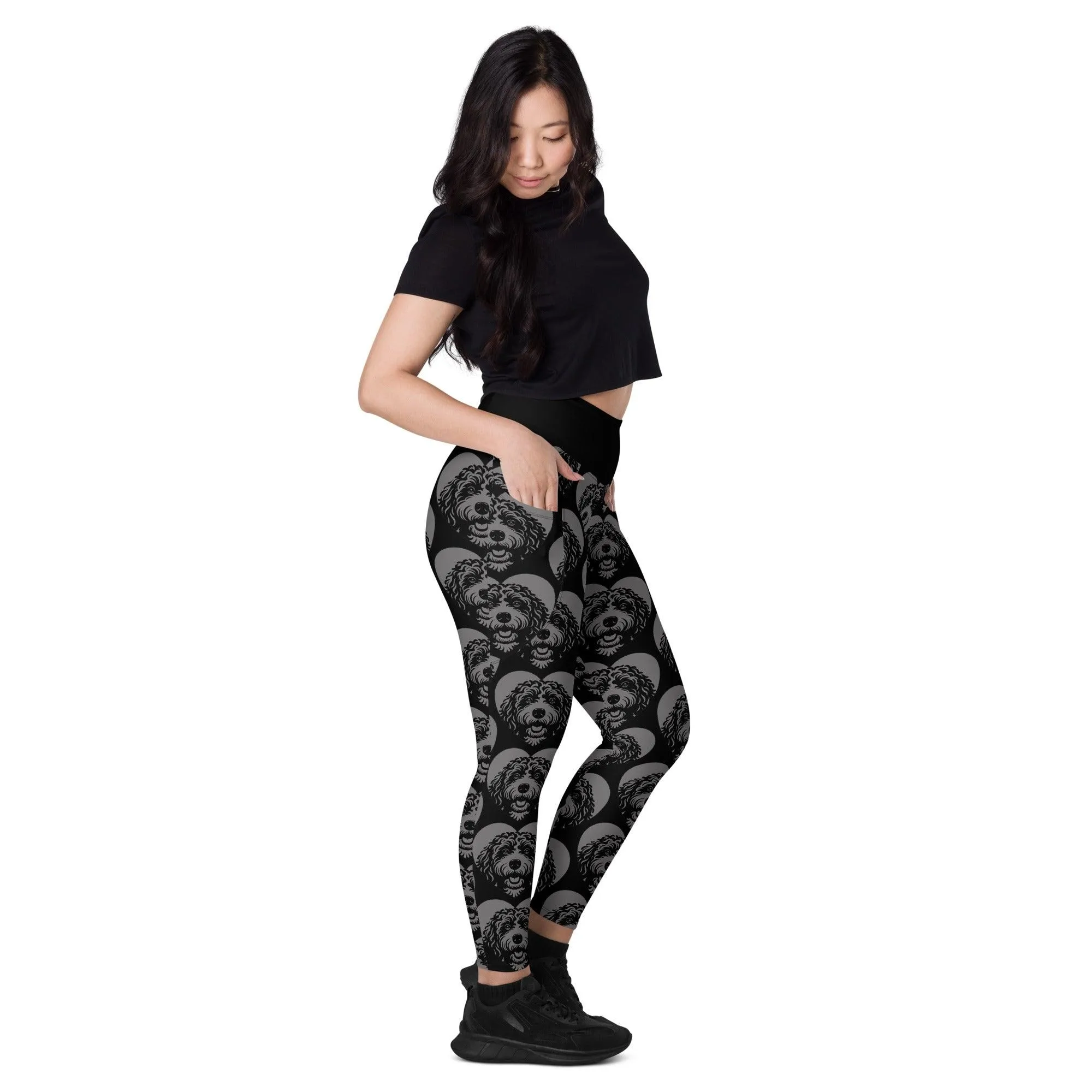 DOG BREED LEGGINGS with pockets - BARBET - HERTTAHOUND - grey