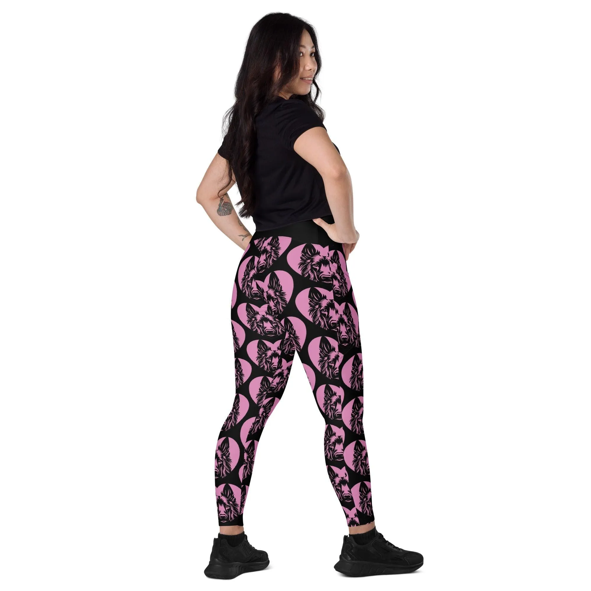 DOG BREED LEGGINGS with pockets - BELGIAN GROENENDAEL - HERTTAHOUND - pink