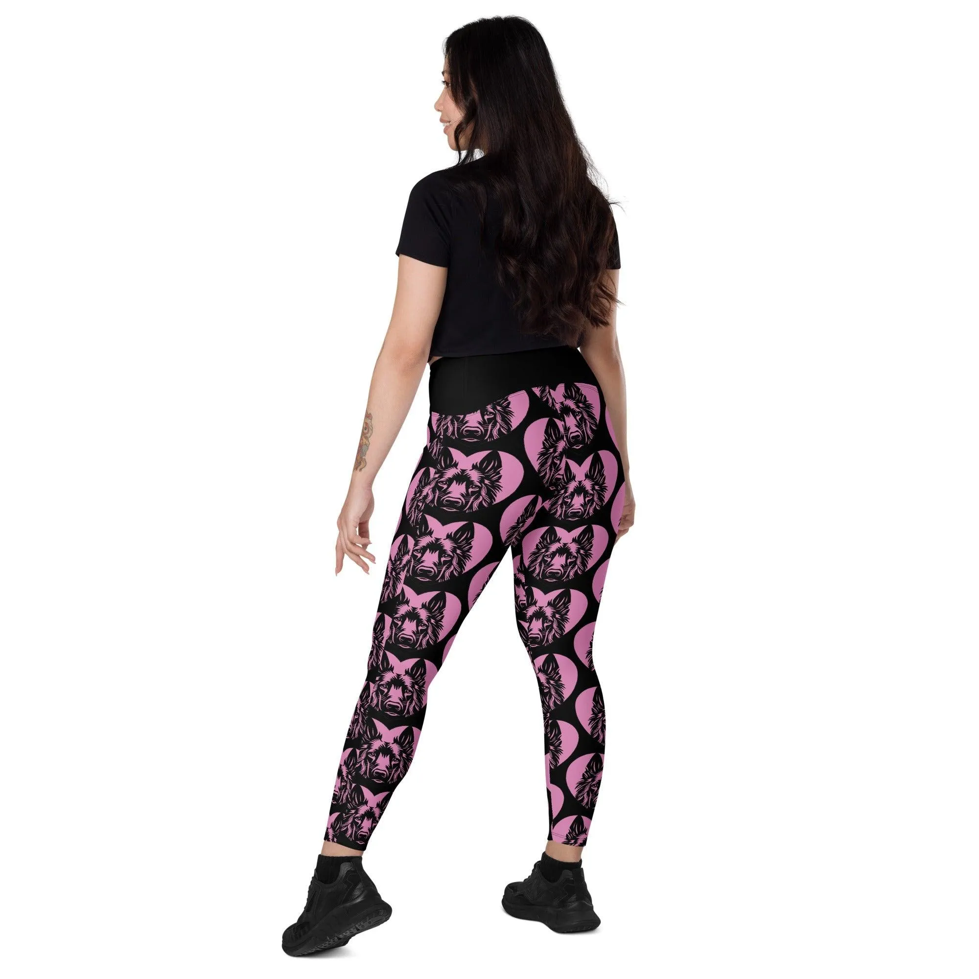 DOG BREED LEGGINGS with pockets - BELGIAN GROENENDAEL - HERTTAHOUND - pink