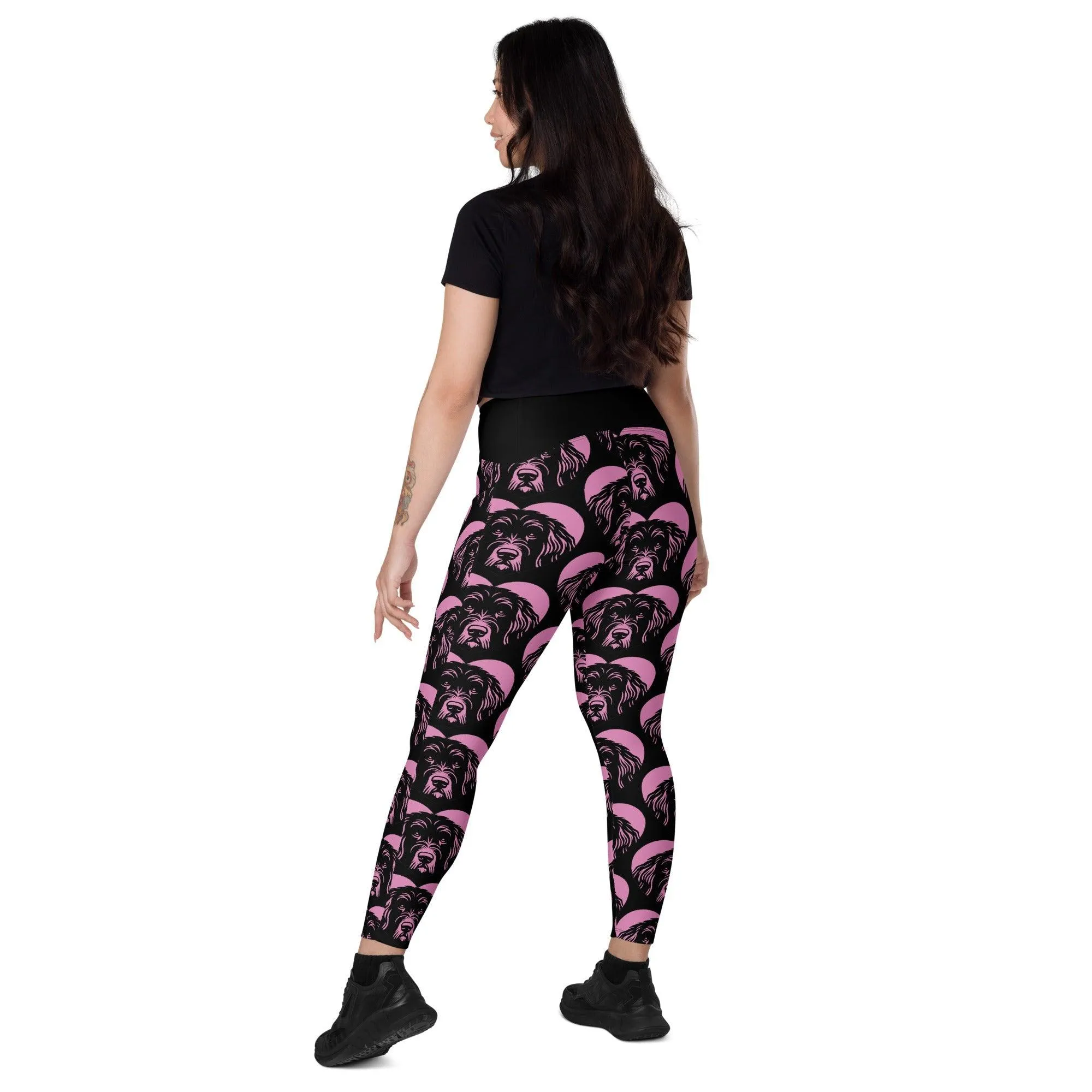 DOG BREED LEGGINGS with pockets - BERGAMASCO SHEEPDOG - HERTTAHOUND - pink