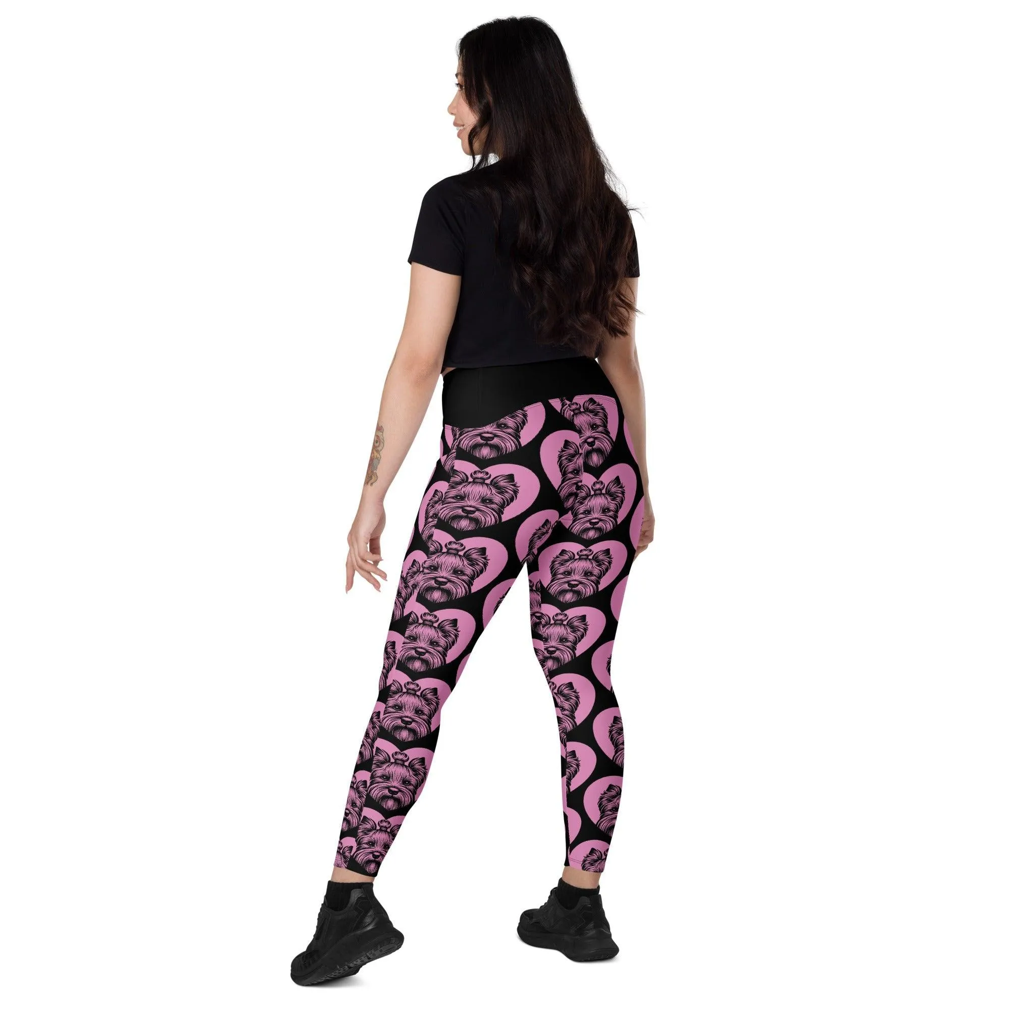 DOG BREED LEGGINGS with pockets - DANDIE DINMONT TERRIER - HERTTAHOUND - pink