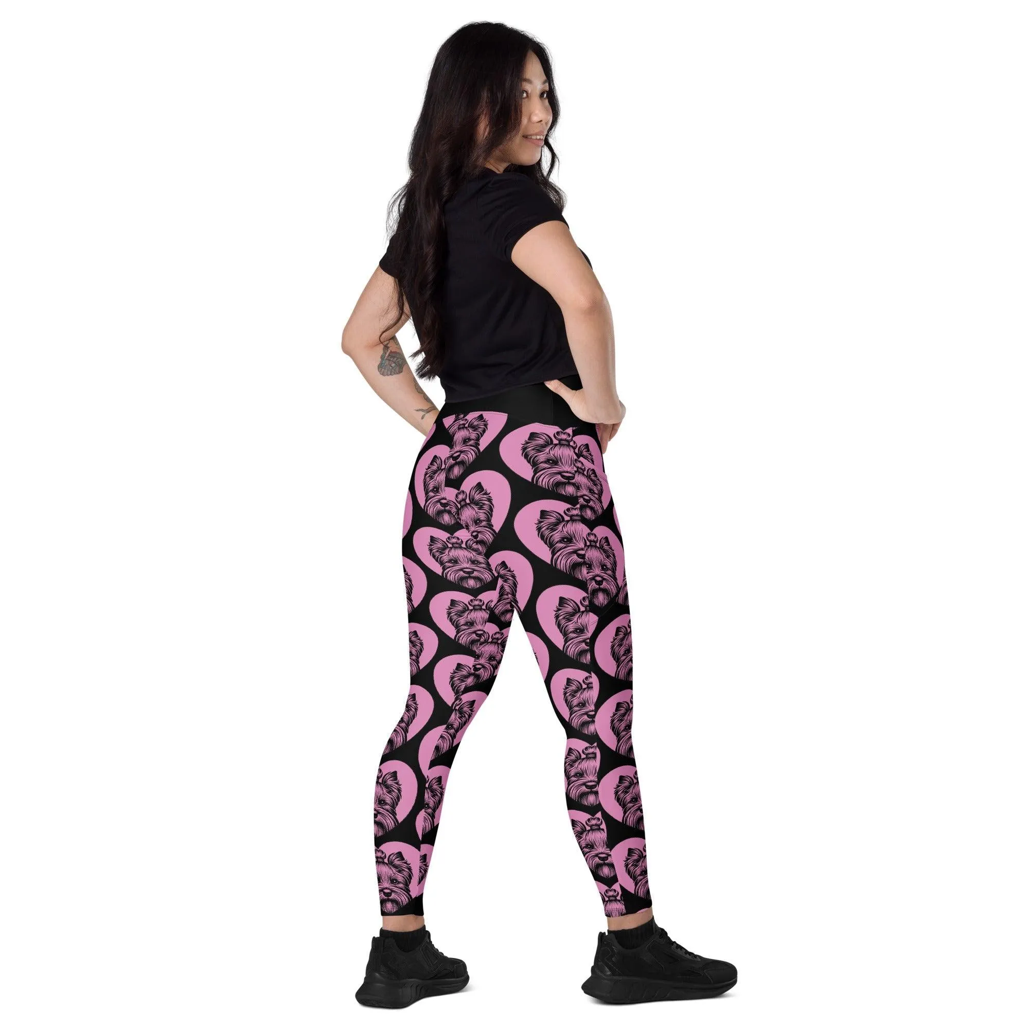 DOG BREED LEGGINGS with pockets - DANDIE DINMONT TERRIER - HERTTAHOUND - pink