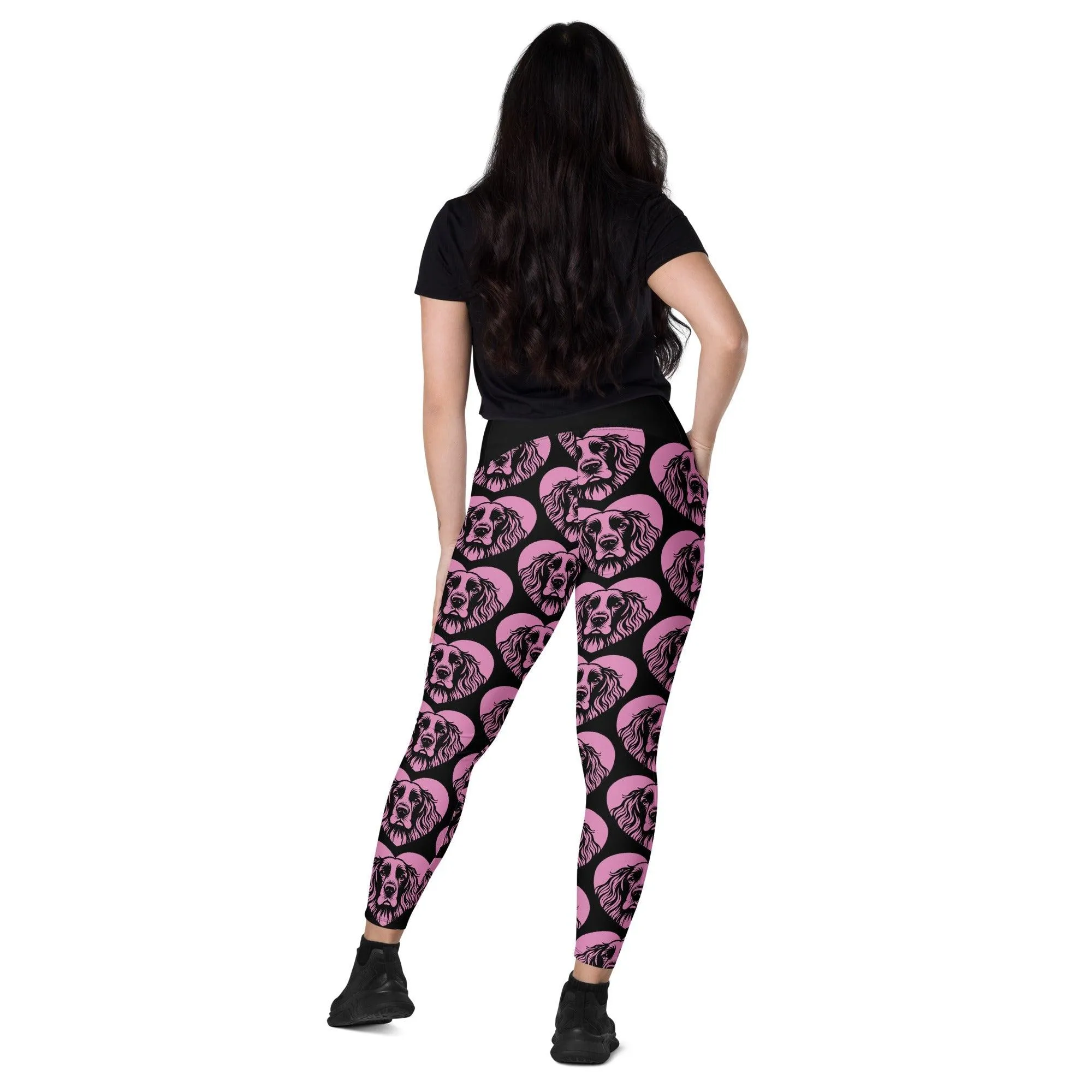 DOG BREED LEGGINGS with pockets - FIELD SPANIEL - HERTTAHOUND - pink