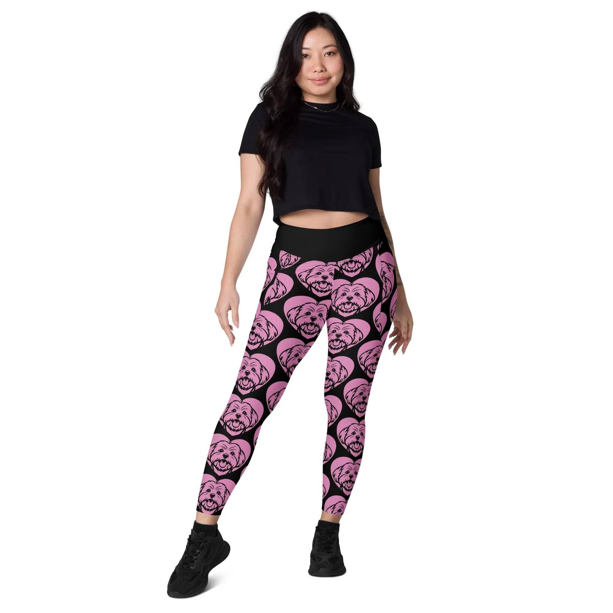 DOG BREED LEGGINGS with pockets - MALTESE - HERTTAHOUND - pink