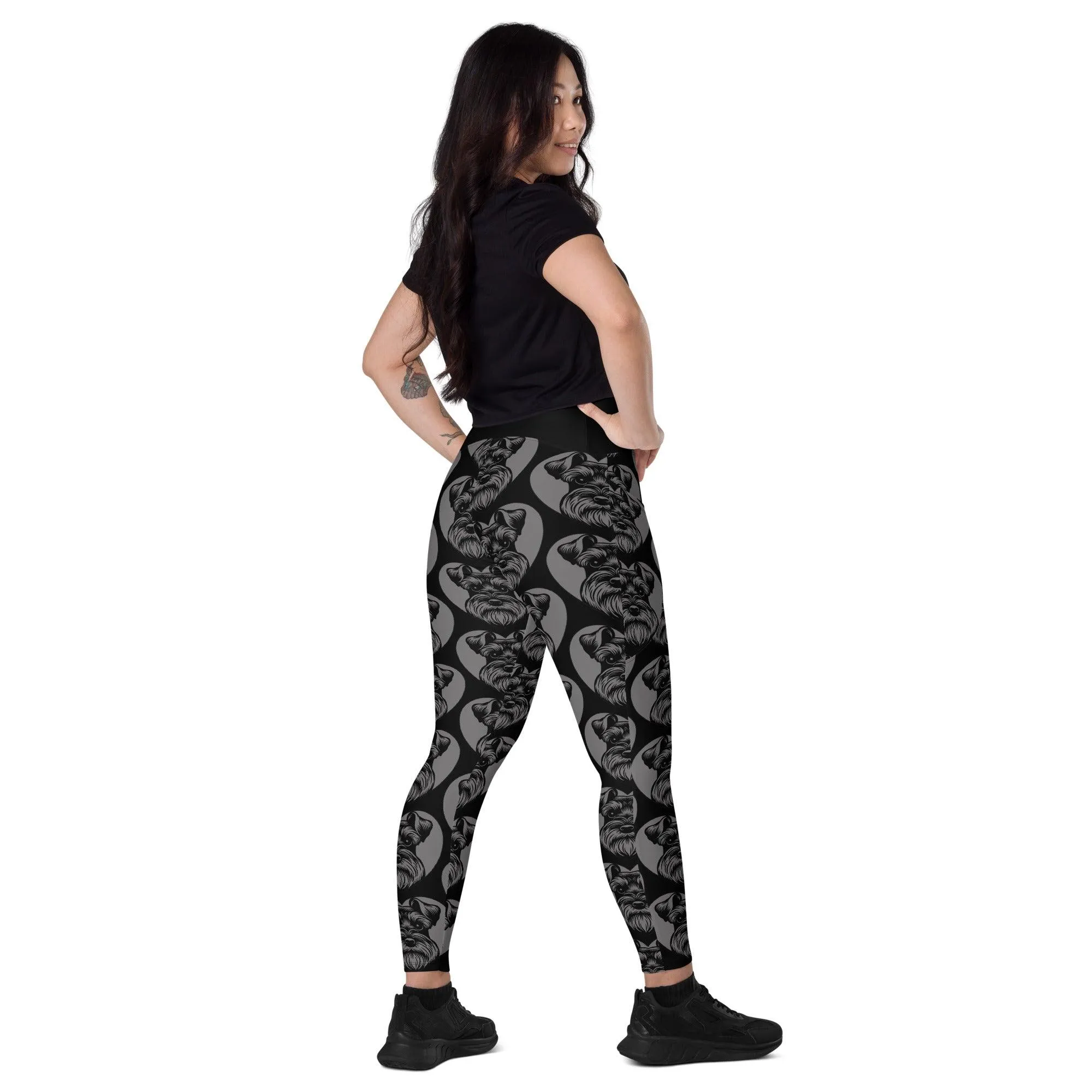 DOG BREED LEGGINGS with pockets - MINIATURE SCHNAUZER - HERTTAHOUND - grey