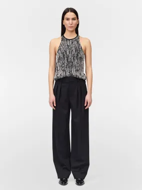 Double Pleat Front Trouser in Black