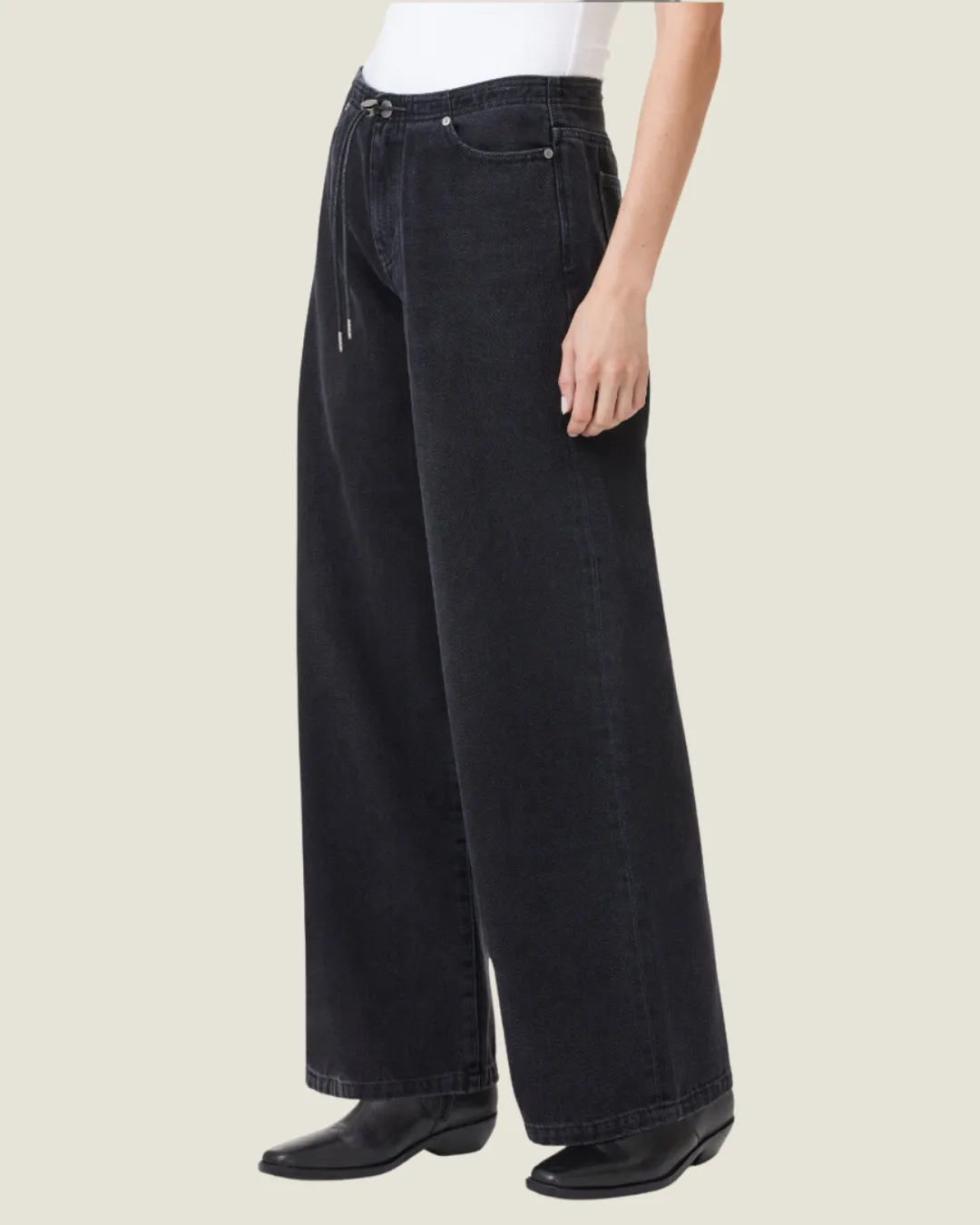 Drawstring Wide Leg Jeans