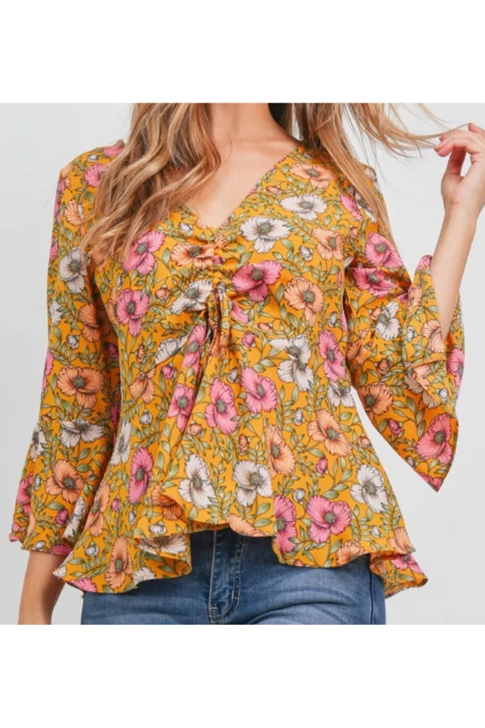 Floral Flowing Boho Babydoll Top