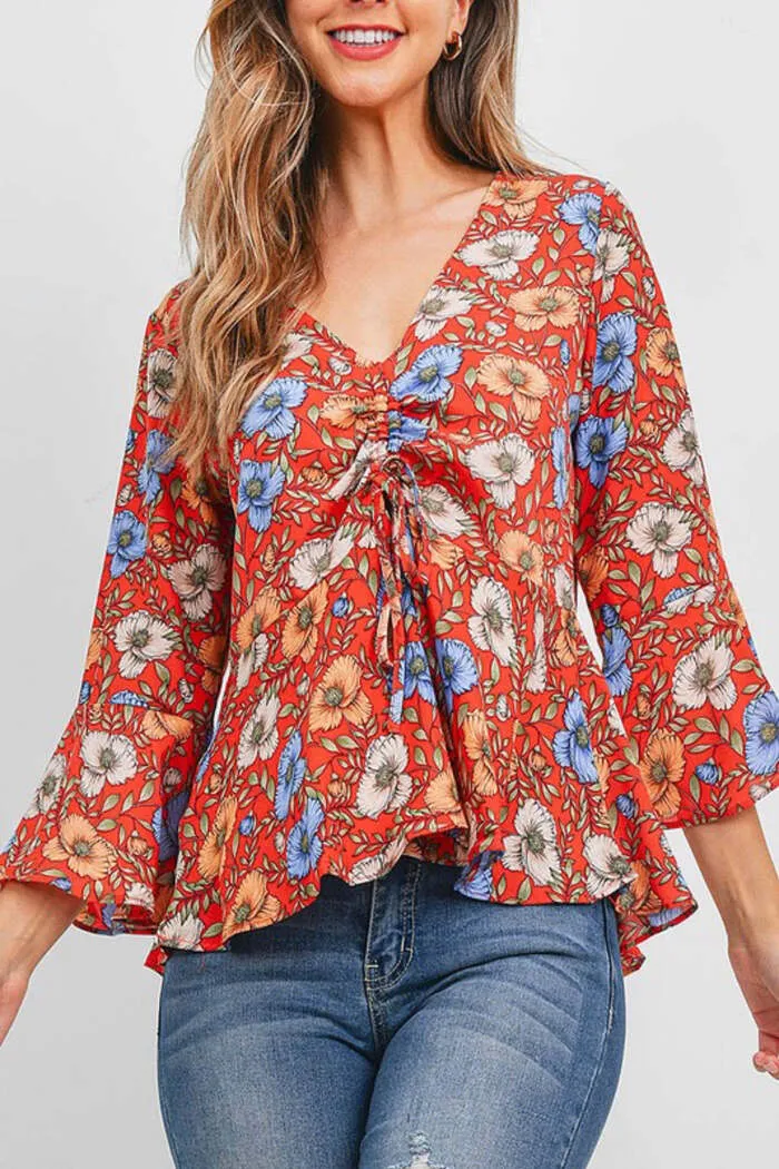 Floral Flowing Boho Babydoll Top