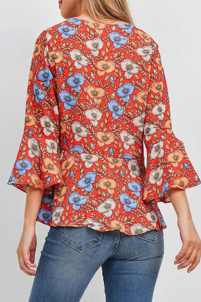 Floral Flowing Boho Babydoll Top