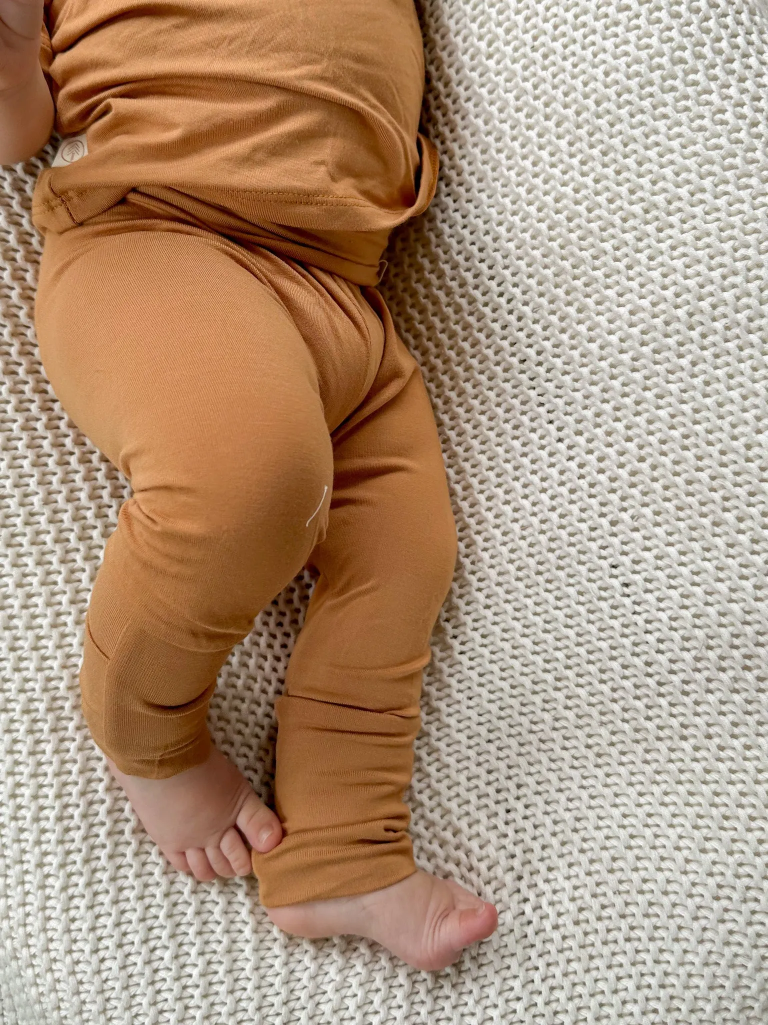 Fold-Over Footie Bamboo Leggings | Clay