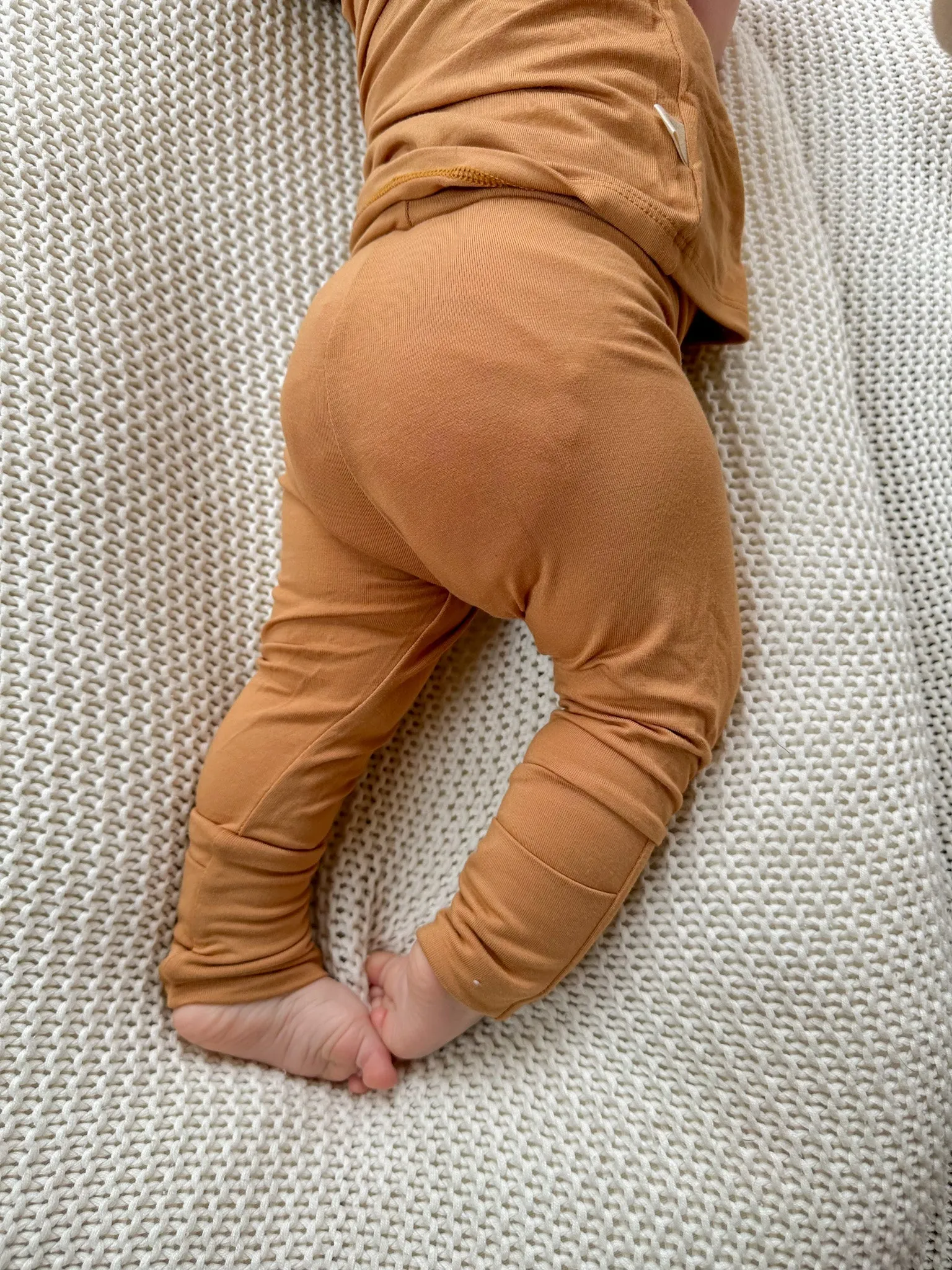 Fold-Over Footie Bamboo Leggings | Clay