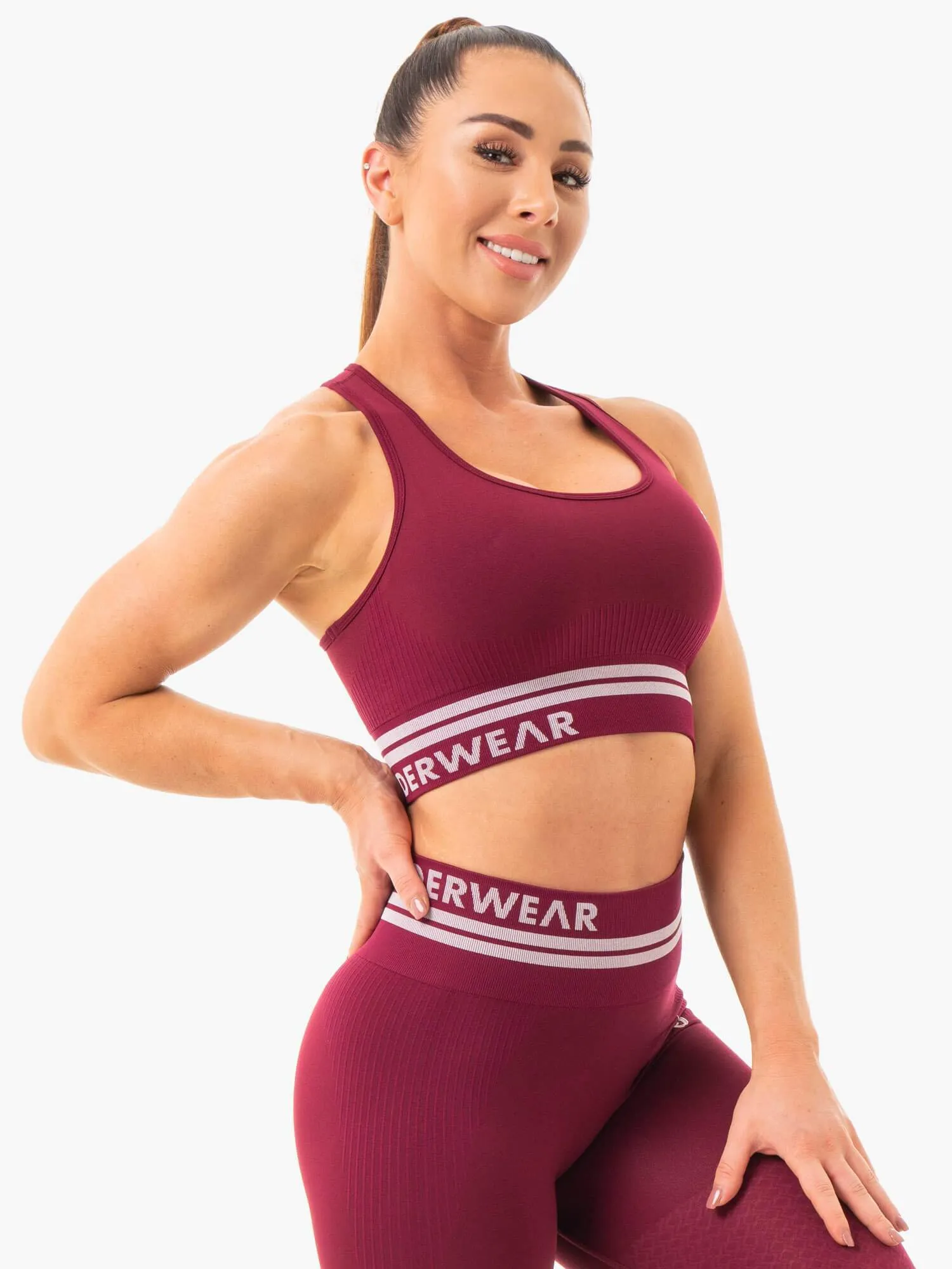 Freestyle Seamless Longline Sports Bra - Burgundy