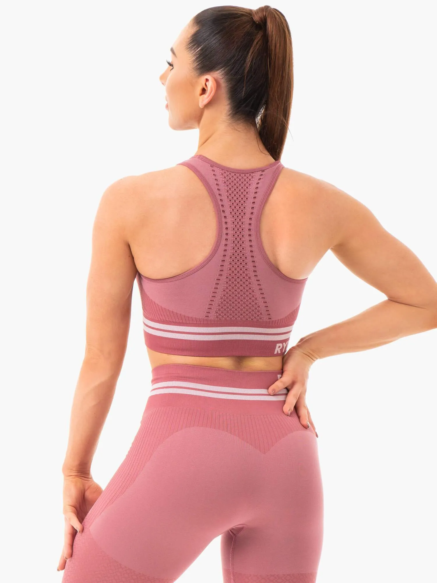 Freestyle Seamless Longline Sports Bra - Dusty Pink