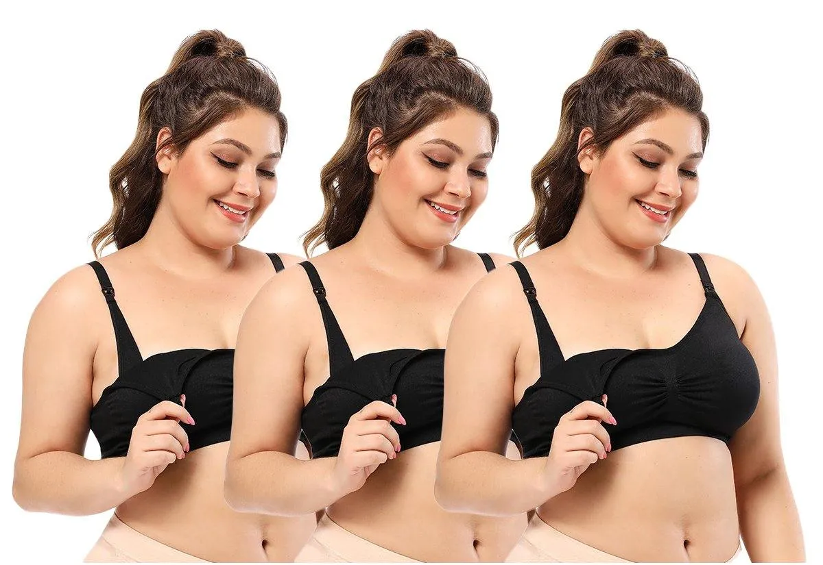 iloveSIA 3PACK Plus Size Nursing sleep Bra Soft Breast Feeding Bra