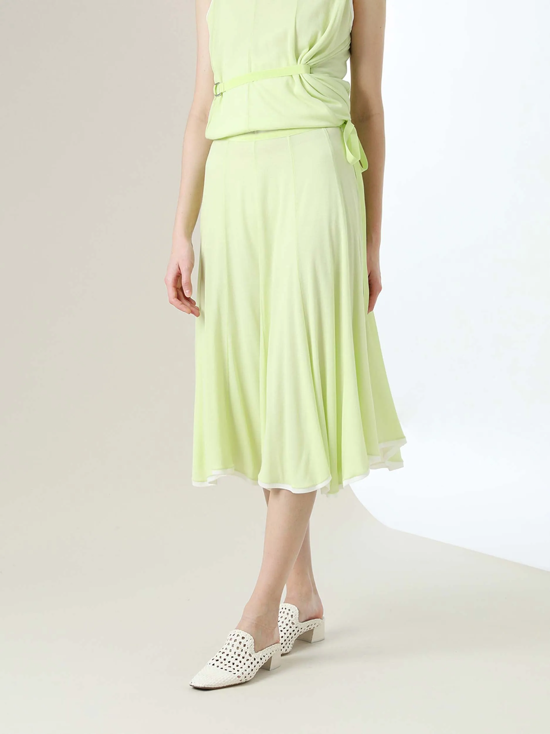 MIHOKO SAITO Double Flare Sheer Jersey Stretch Skirt