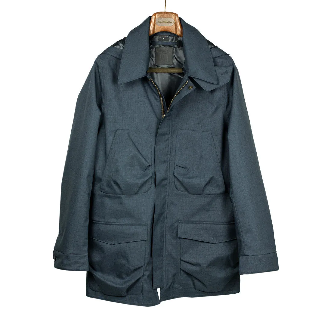 Nesta Falck raincoat in mixed navy blue fabric (restock)