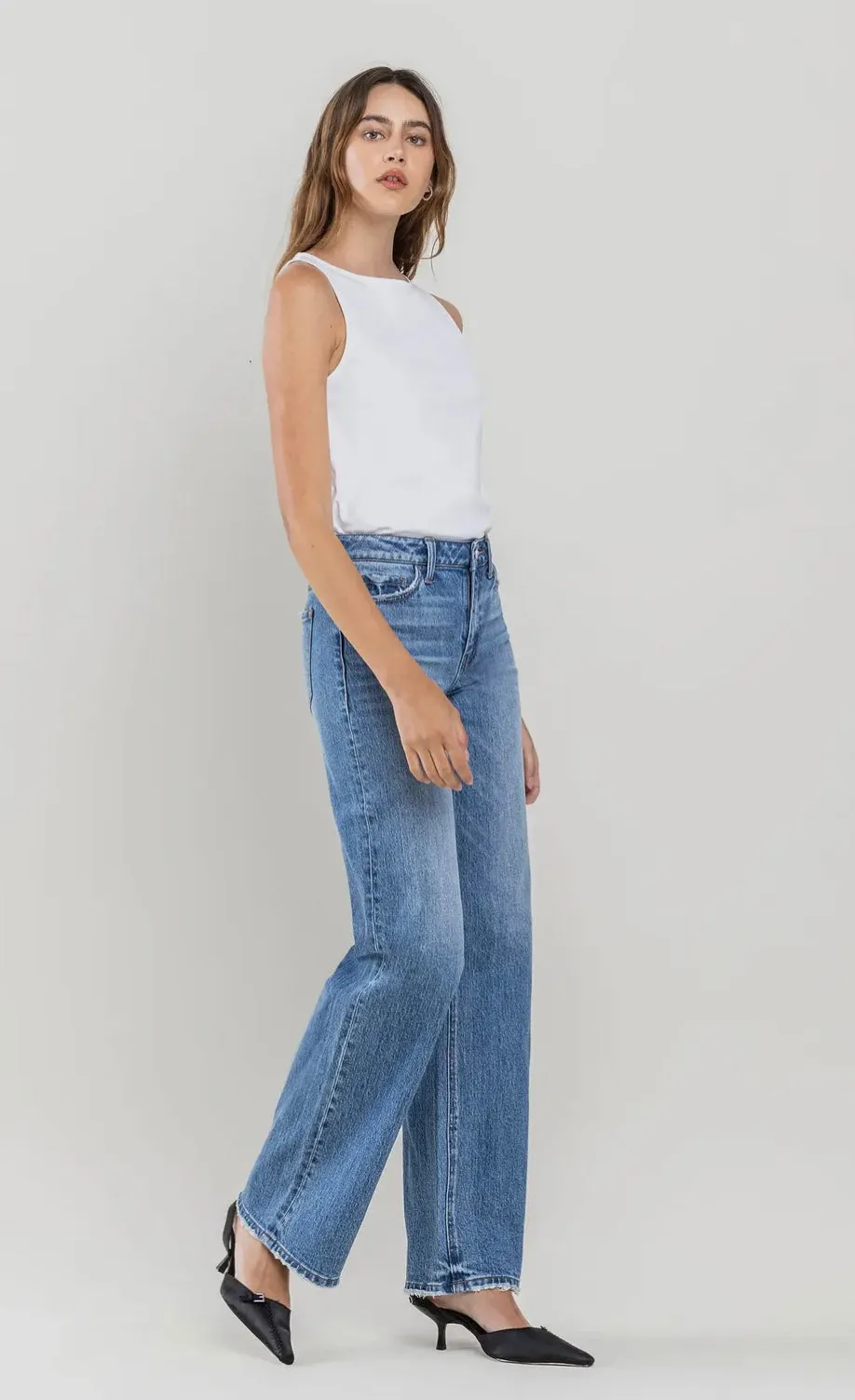 Olivia medium/light wash wide leg denim