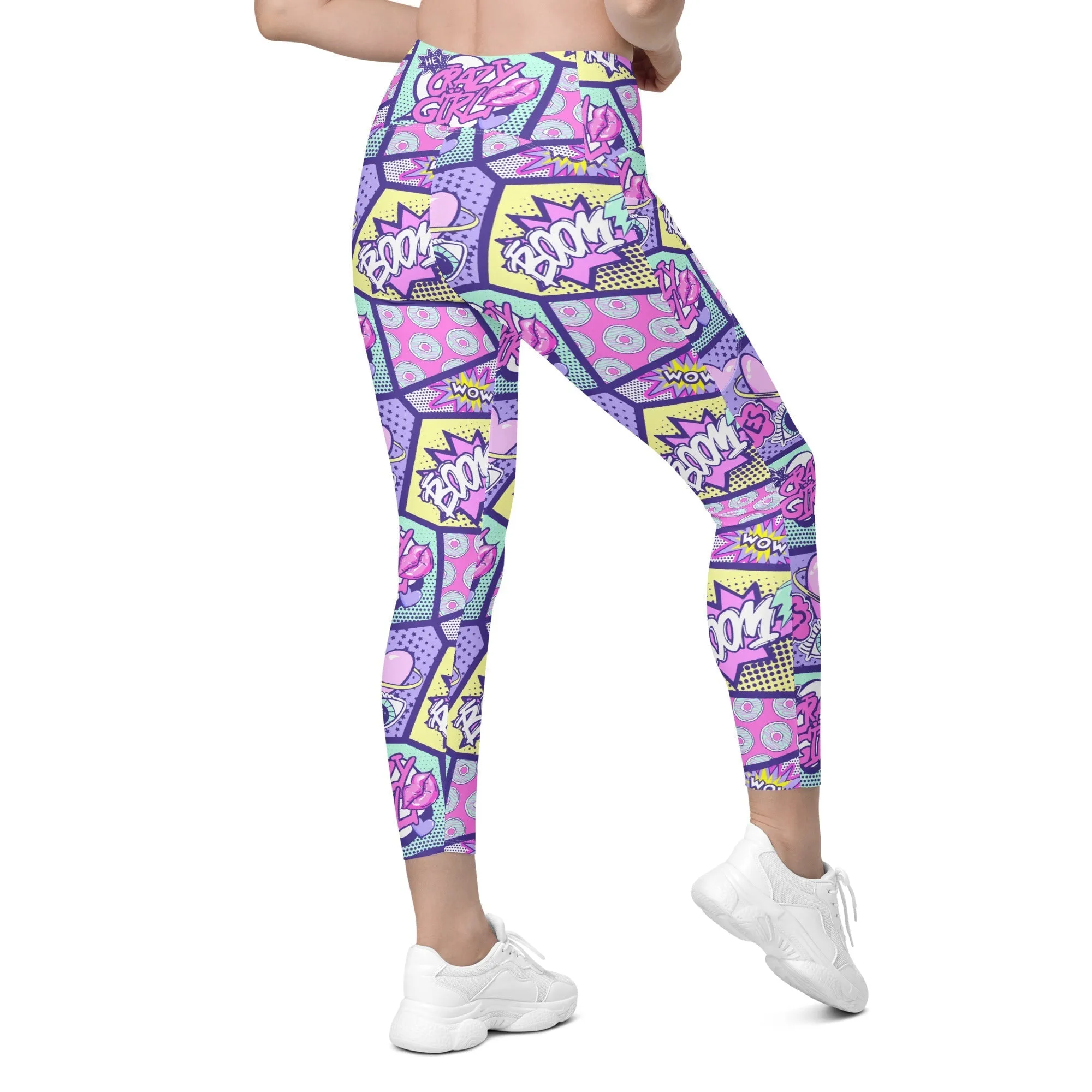 Pastel Comic Book Leggings With Pockets