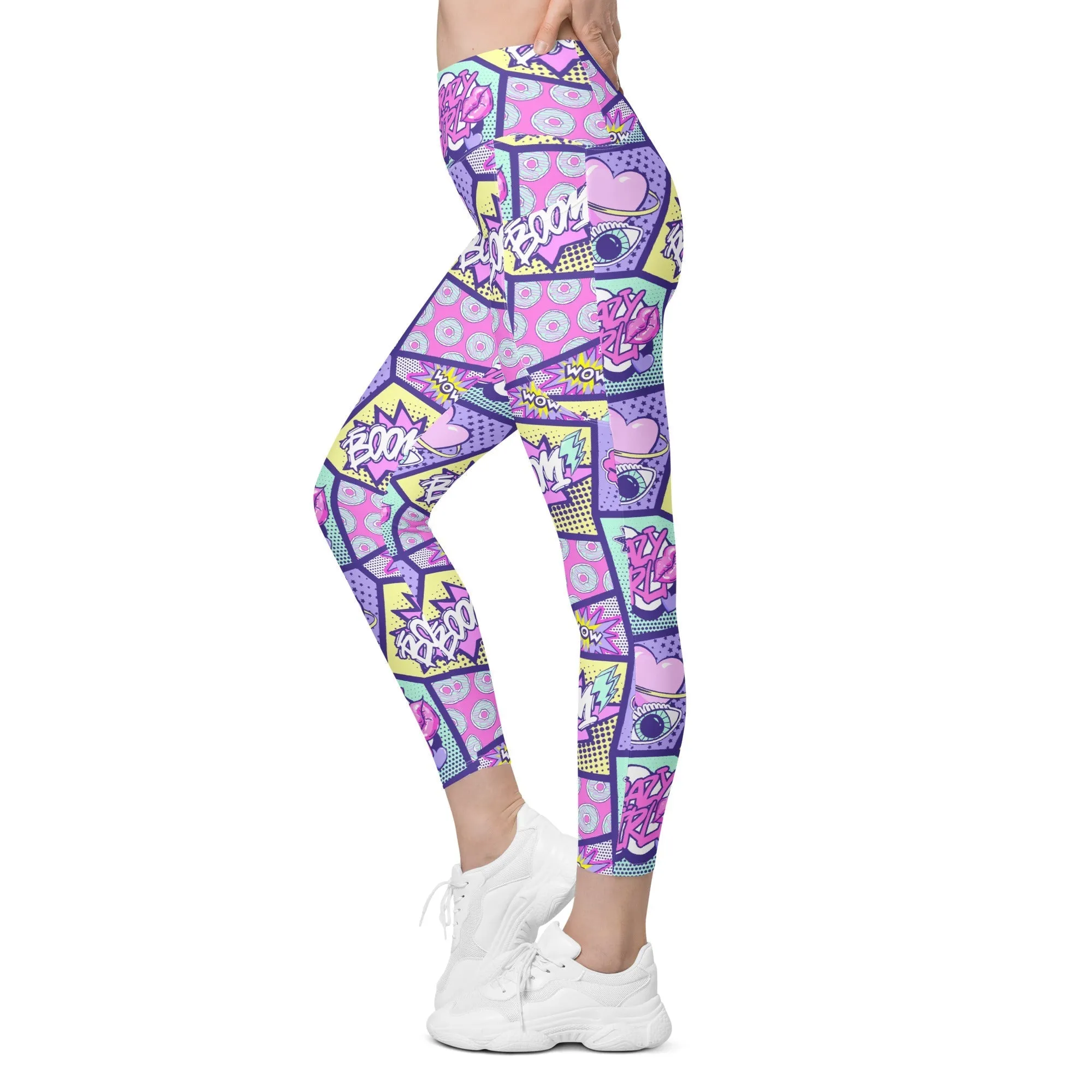 Pastel Comic Book Leggings With Pockets