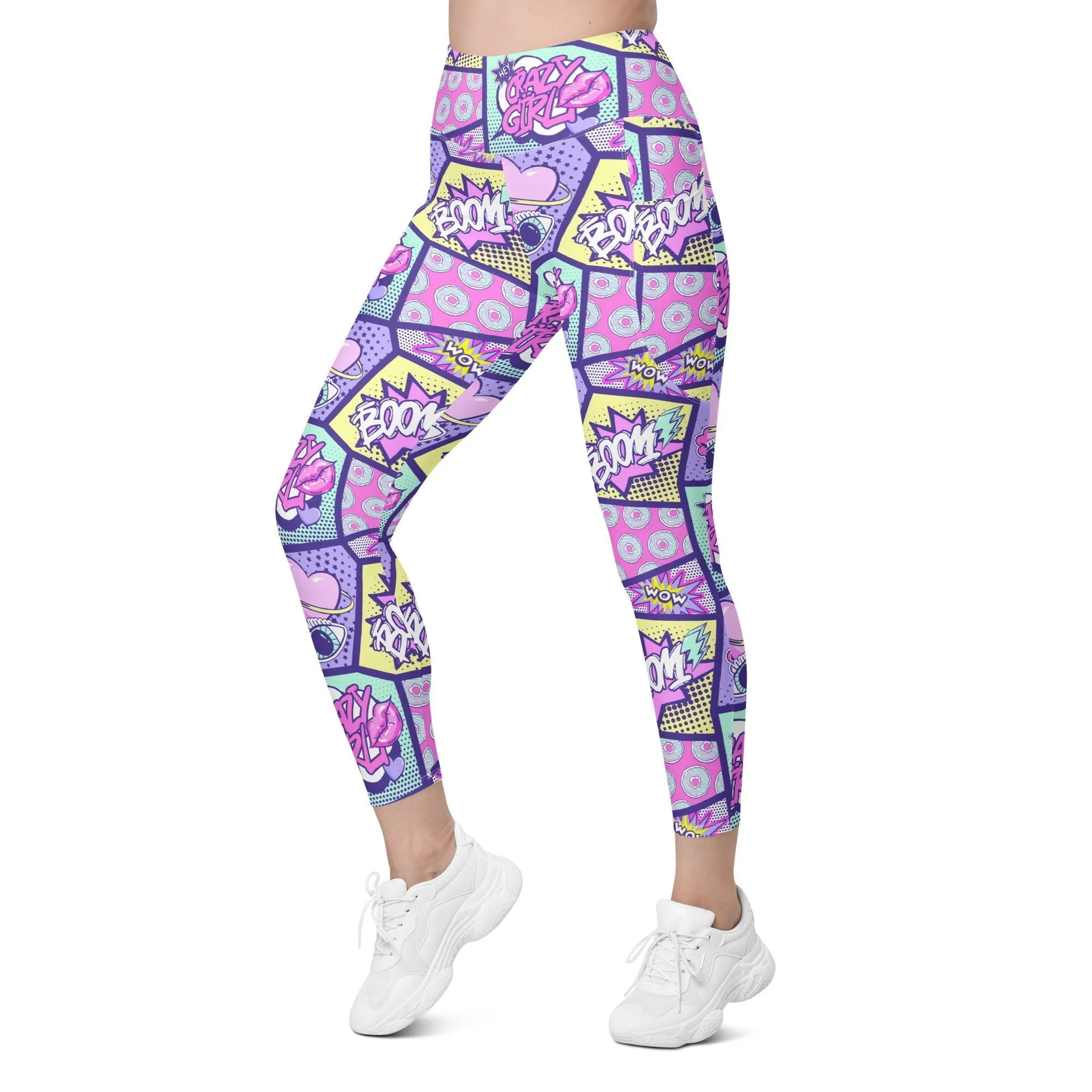 Pastel Comic Book Leggings With Pockets