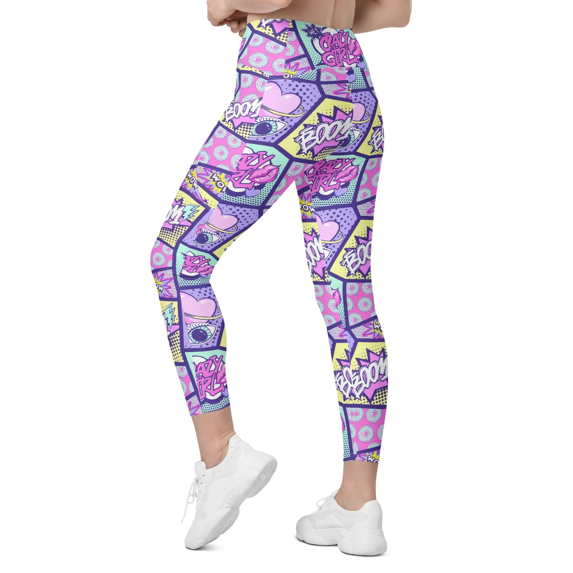 Pastel Comic Book Leggings With Pockets